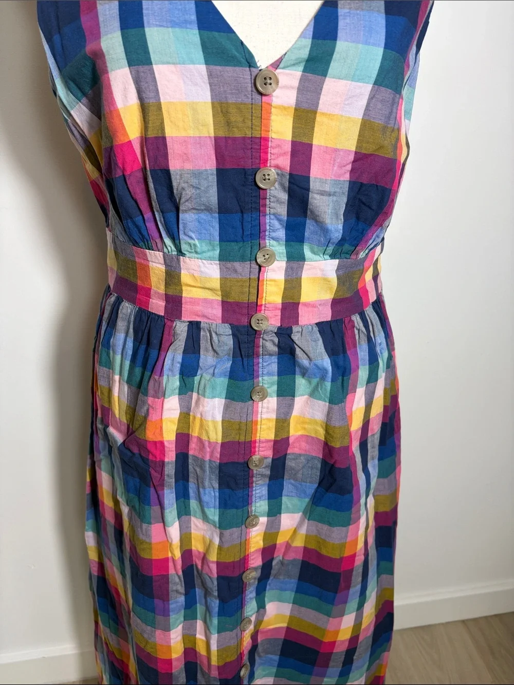 J.Crew Sleeveless Multicolor Plaid Button-Front Dress Size 10